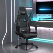 Vidaxl vidaXL igralni stol z naslonom za noge, črno-siv, umetno usnje