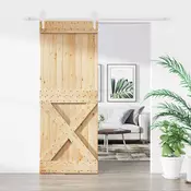 vidaXL Drsna vrata Naravna in bela 80 x 210 cm Masiven borov les