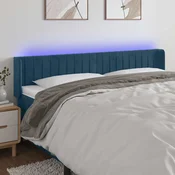 Vidaxl LED posteljno vzglavje temno modro 163x16x78/88 cm žamet