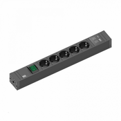 Bachmann razdelilec rack 5x220V Connect Line 2x USB A/C prenapetostna zaščita 2m