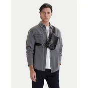 Torbica za okrog pasu Calvin Klein Emblem Aop Coated Square Sling LV04D3335G Črna