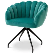 Casa Padrino luxury dining room chair turquoise/black 65.5 x 64 x H. 78.5 cm - Swivel chair with fine velvet fabric - Dining room furniture - Luxury furniture - Luxury dining room furnishings