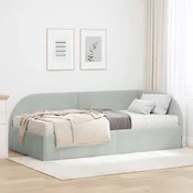 vidaXL Kotni okvir postelje z matrico 2 pcs Svetlo siva Žamet