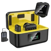 Hoco Hoco Lightning/USB C brezžični mikrofon za ovratnik, 2 kos, L17, črn