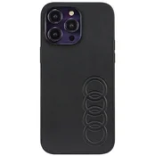 shumee Usnjen ovitek Audi za iPhone 14 Pro Max, črne barve