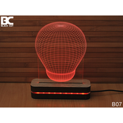 Black Cut 3D Lampa Sijalica Crvena