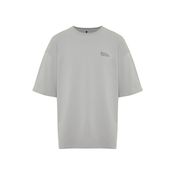 Trendyol Gray Oversize 100% Cotton Crew Neck Minimal Text Printed T-Shirt