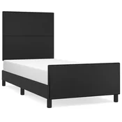 Vidaxl Posteljni okvir z vzglavjem črn 90x200 cm blago