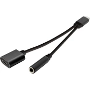 Adaptér Lightning – 3,5 mm jack + nabíjanie (E), čierny
