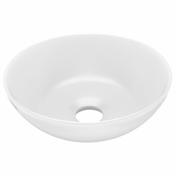 MAISON CHIC Kopalniški Umivalnik - Kopalna umivalnik - Lavabo keramičen mat bele barve okrogel, (21684745)