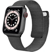 shumee Pašček za Apple Watch 1/2/3/4/5/6/7/8/9/10/SE 42/44/45 črno jeklo