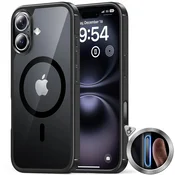 TAURI magnetni ovitek za iPhone 16 – prozorno/črna