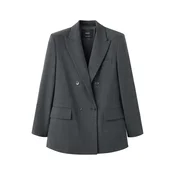 MANGO Blazer PAU siva / antracit / črna