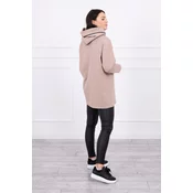 Tunic with zipper on hood Oversize beige