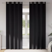 Zavjese za blackout s prstenovima 2 pcs Crna 225 x 140 cm