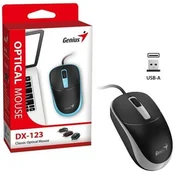 Genius Miš DX-123, USB, Opticki senzor, 1200 dpi, 3 tipke, Crno-sivi