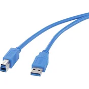 renkforce USB 3.0 priključni kabel [1x USB 3.0 vtič A - 1x USB 3.0 vtič B] 0.50 m modre barve, pozlačeni vtični kontakti renkforce