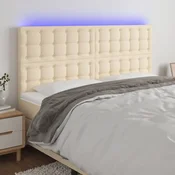 Vidaxl vidaXL Vzglavje postelje z LED zaslonom, kremno, 200x5x118/128 cm, blago