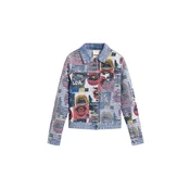 Desigual Prehodna jakna moder denim / zelena / karminsko rdeča / bela
