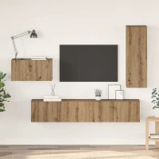 Set TV komoda Zidne 4 pcs Umjetnicki hrast Konstruirano drvo