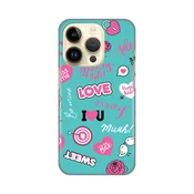 Silikonska maska za iPhone 14 Pro 6.1 Love Print tirkizna
