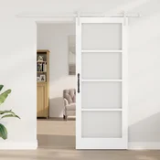 vidaXL Drsna vrata s kompletom opreme ORKDAL Bela Les & Steklo