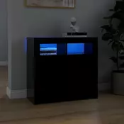 vidaXL Komoda z LED lučkami črna 80x35x75 cm