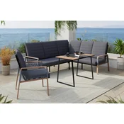 LOUNGE GARNITURA  metal, plastika, tekstil prirodne boje, tamno siva