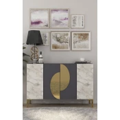 Hanah Home Konzolni sto Afra KM120, 120x75x29.6 cm, Antracit-zlatne boje