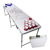 BeerCup Backspin, set sa stolom za beer pong, bijeli, DIY, rucke, držac za kuglice, 6 loptica