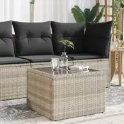 Vidaxl vidaXL Vrtna miza s stekleno ploščo svetlo siva 55x55x37 cm