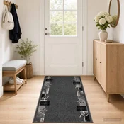 vidaXL Tekstilni preproga FLORNES Tkano Siva Liste 67 x 300 cm PP 7 mm