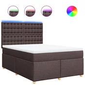 vidaXL vidaXL Box spring postelja z vzmetnico temno rjav 140x190 cm blago, (21307002)