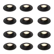 Komplet 12 vgradnih reflektorjev črnih GU10 50 mm - Gijs