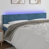 Vidaxl vidaXL Vzglavje postelje z LED diodo temno modro 160x5x78/88 cm žametno