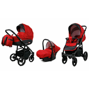 Babylux Axel Red | 3v1 Kombinirani Voziček kompleti | Otroški voziček + Carrycot + Avtosedežem