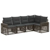 vidaXL Vrtna sedežna garnitura 5 pcs Siva in temno siva poli ratan