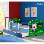 Drveni djecji krevet 140×70 s bocnom stranicom i dodatnom ladicom na izvlacenje - plavi - 14