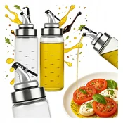 shumee 2x Steklena posodica z dozirnikom in tehtnico 300 ml za olje, kis, sirup, omako