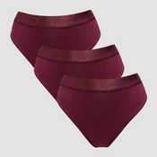 Ženske bikini spodnjice s srednje visokim pasom MP (pakiranje s 3 kosi) – Deep Berry - S