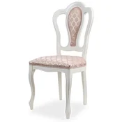 Casa Padrino luxury baroque dining room chair pink/white - Baroque style solid wood kitchen chair with elegant pattern - Magnificent luxury dining room furniture in baroque style