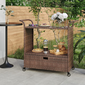 Barska kolica s ladicom smeda 100 x 45 x 97 cm od poliratana