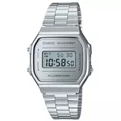 Unisex casio vintage srebrni digitalni rucni sat sa srebrnim metalnim kaišem ( a168wem-7ef )