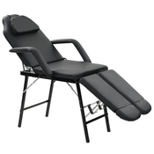 vidaXL Prenosiva kozmeticka stolica od umjetne kože 185 x 78 x 76 cm crna