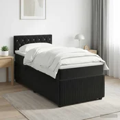 vidaXL Postelja boxspring z vzmetnico Črna 100 x 200 cm Žamet