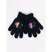 Yoclub Kidss Girls Five-Finger Gloves With Hologram RED-0068G-AA50-004
