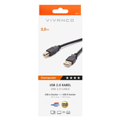 VIVANCO USB 2.0 kabel za pisac 3m 45211 CC U6 30 certificiran prema USB 2.0, crna