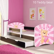 Djecji krevet ACMA s motivom, bocna wenge + ladica 140x70 cm 10-pink-teddy-bear