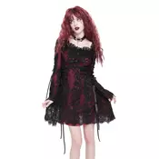 Ženska obleka DEVIL FASHION - Gothic - Red Floral - SKT24502