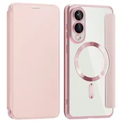 GS Ovitek za Samsung Galaxy S25 Edge z zapiranjem, RFID denarnica MagSafe z zaščito kamere, roza